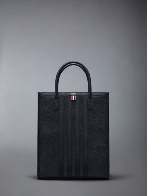 Thom Browne Pebble Grain 4-Bar Uomo Borse Tote Nere | FGB53S54492