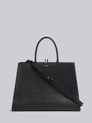 Thom Browne Pebble Grain Leather Large Trapeze Uomo Borse Tote Nere | ZKO27V63346