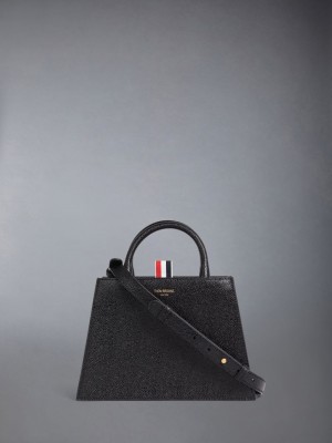 Thom Browne Pebble Grain Leather Mini Trapeze Donna Borse Tote Nere | LZU69O26182