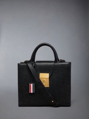 Thom Browne Pebble Grain Small Mr. Donna Borse Tote Nere | SLN57X56893