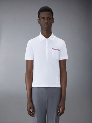 Thom Browne Pique Pocket Uomo Polo Bianche | WZM09S83127