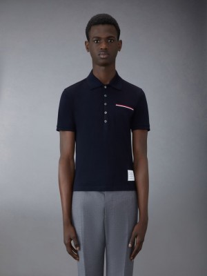 Thom Browne Pique Pocket Uomo Polo Blu | SLZ95M97694