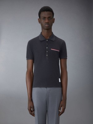 Thom Browne Pique Pocket Uomo Polo Grigie | EVX36I32472