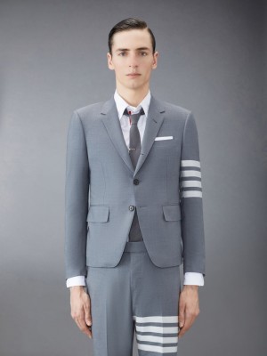 Thom Browne Plain Weave 4-Bar High Armhole Sport Uomo Cappotti Grigie | YKW86L65336