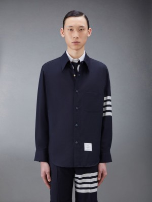 Thom Browne Plain Weave 4-Bar Jacket Uomo Camicie Blu | LCI84Q10207