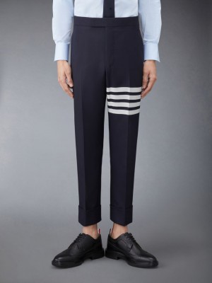 Thom Browne Plain Weave 4-Bar Uomo Pantaloni Blu | LML29E44873