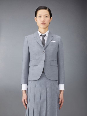 Thom Browne Plain Weave School Uniform High Armhole Sport Donna Cappotti Grigie | YUB78W16360