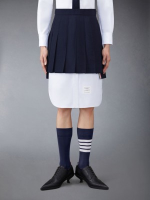 Thom Browne Plain Weave School Uniform Pleated Mini Donna Gonne Blu | ZCR56V37420