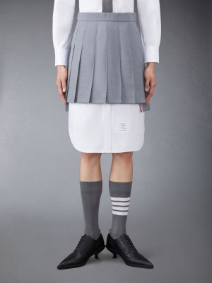 Thom Browne Plain Weave School Uniform Pleated Mini Donna Gonne Grigie | QGA23L21056