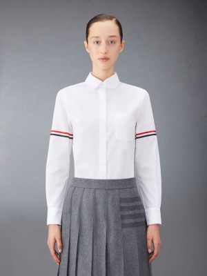 Thom Browne Poplin Armbands Classic Round Collar Donna Camicie Bianche | ZSZ00B60172