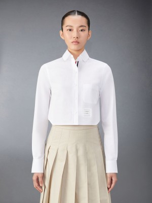 Thom Browne Poplin Classic Round Collar Cropped Donna Camicie Bianche | MIG92Z52648