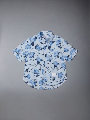 Thom Browne Poplin Rose Floral Ragazzo Camicie Blu | GPS76W71715