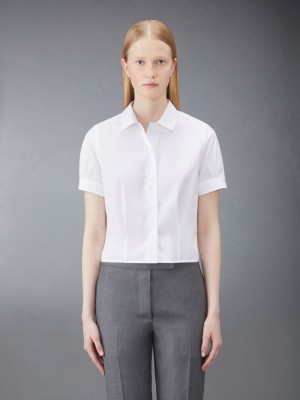 Thom Browne Poplin Short Sleeve Tucked Donna Camicie Bianche | FSF63L36590