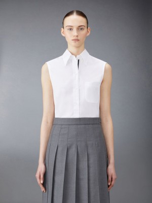 Thom Browne Poplin Sleeveless Donna Camicie Bianche | AIA45G36206