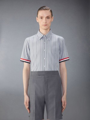 Thom Browne Poplin Striped Uomo Camicie Grigie | TTI74J01905