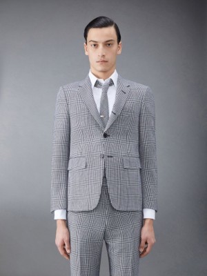 Thom Browne Prince Of Wales Heavy Wool Classic Sport Uomo Cappotti Nere | AIW77F20860