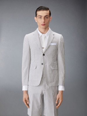 Thom Browne Seersucker Classic Sport Uomo Cappotti Bianche | FVG92S90852