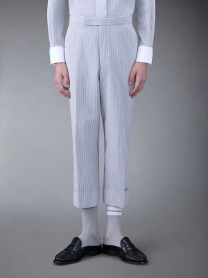 Thom Browne Seersucker Low Rise Backstrap Uomo Pantaloni Grigie | FOI28P92795