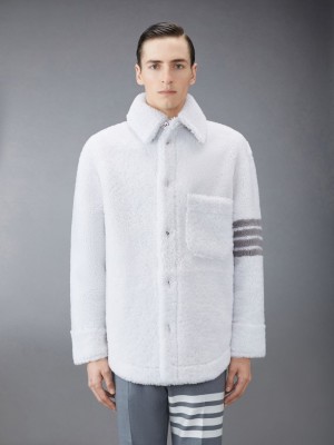 Thom Browne Shearling 4-Bar Oversized Shirt Uomo Giacche Bianche | NTY13E14366