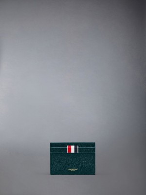 Thom Browne Single W/ Note Compartment in Pebble Grain Leather Uomo Custodia Per Carte Verdi | FTX83J20719