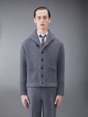 Thom Browne Super Chunky Cashmere Jersey Shawl Collar Uomo Cardigan Grigie | UZL00R43572