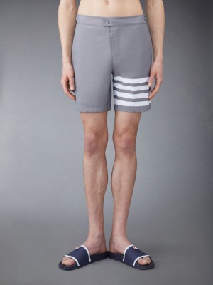 Thom Browne Swim Tech 4-Bar Uomo Boardshort Grigie | RPZ65U49462