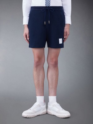 Thom Browne Textured Cotton Midi Uomo Pantaloncini Blu | PLS48L15580