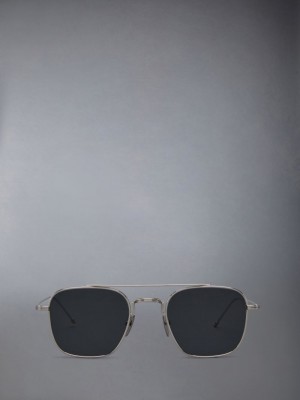 Thom Browne Titanium Squared Aviator Uomo Occhiali da Sole Grigie | EXZ10G96379