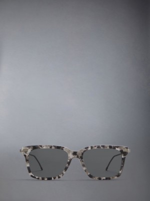 Thom Browne Tortoise Acetate And Titanium Rectangular Uomo Occhiali da Sole Grigie | ZDZ05T66672