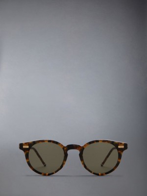 Thom Browne Tortoise Acetate Round Uomo Occhiali da Sole Marroni | VQQ79K02975