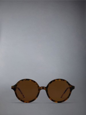 Thom Browne Tortoise Acetate Round Uomo Occhiali da Sole Marroni | MII42M46371