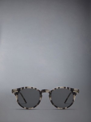 Thom Browne Tortoise Acetate Round Uomo Occhiali da Sole Grigie | BTX73C43050