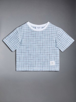 Thom Browne Tweed Jersey Boxy Ragazzo Magliette Blu | ZII64S76708