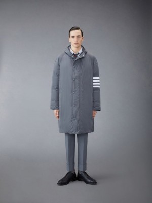 Thom Browne Twill 4-Bar Football Sideline Uomo Parka Grigie | JZN53X20858