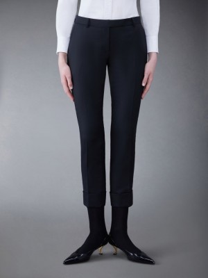 Thom Browne Twill Low Rise Cigarette Donna Pantaloni Nere | RHU15N12440