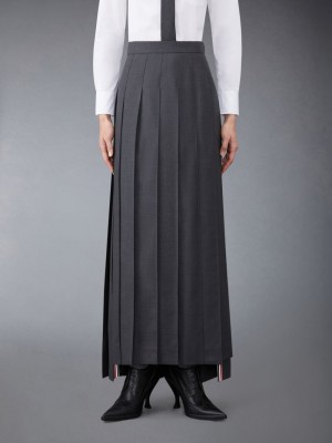 Thom Browne Twill Pleated Long Donna Gonne Grigie | GKT85F32001