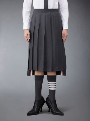 Thom Browne Twill Pleated Midi Donna Gonne Grigie | EDF44I20042