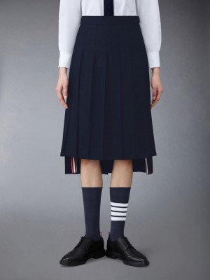 Thom Browne Twill Pleated Midi Donna Gonne Blu | SUP21O50731