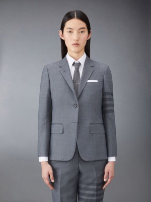 Thom Browne Twill School Uniform 4-Bar Classic Sport Donna Cappotti Grigie | CCE59N43479