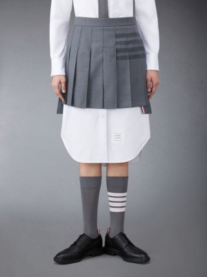 Thom Browne Twill School Uniform 4-Bar Pleated Mini Donna Gonne Grigie | CGA42P56828