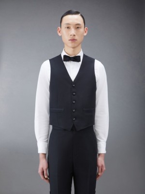 Thom Browne Twill Tipping Classic Uomo Gilet Nere | YTA53A54552