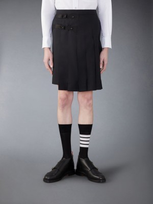 Thom Browne Twill Wool Backstrap Skort Uomo Gonne Nere | UFN39P19148