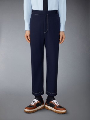 Thom Browne Typewriter Unconstructed Straight Leg Uomo Pantaloni Blu | DDI03H39474