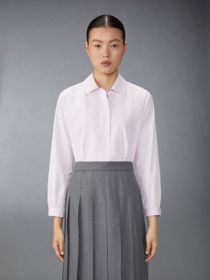 Thom Browne University Stripe Poplin Tucked Donna Camicie Rosa | YDD29Y84132