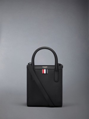 Thom Browne Vertical Mini in Smooth Calf Uomo Borse Tote Nere | FQX58B49652