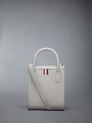 Thom Browne Vertical Mini in Smooth Calf Uomo Borse Tote Beige | QWK76H22340