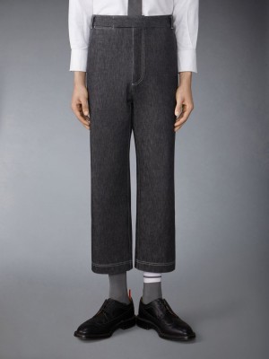 Thom Browne Washed Denim Contrast Topstitching Unconstructed Single Welt Pocket Uomo Pantaloni Nere | UAB33B78689