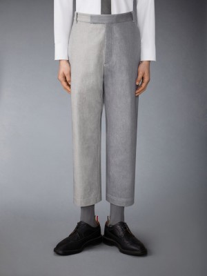 Thom Browne Washed Denim Contrast Topstitching Unconstructed Straight Leg Uomo Pantaloni Grigie | BYI62S07729