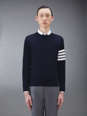 Thom Browne Wool 4-Bar Uomo Pullover Blu | YGZ93P01239