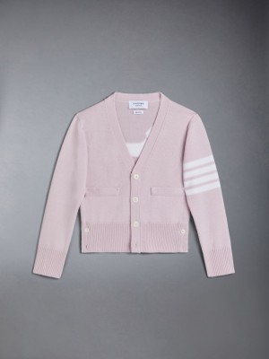 Thom Browne Wool Cashmere 4-Bar Hector Classic Ragazzo Cardigan Rosa | YNR56N55014